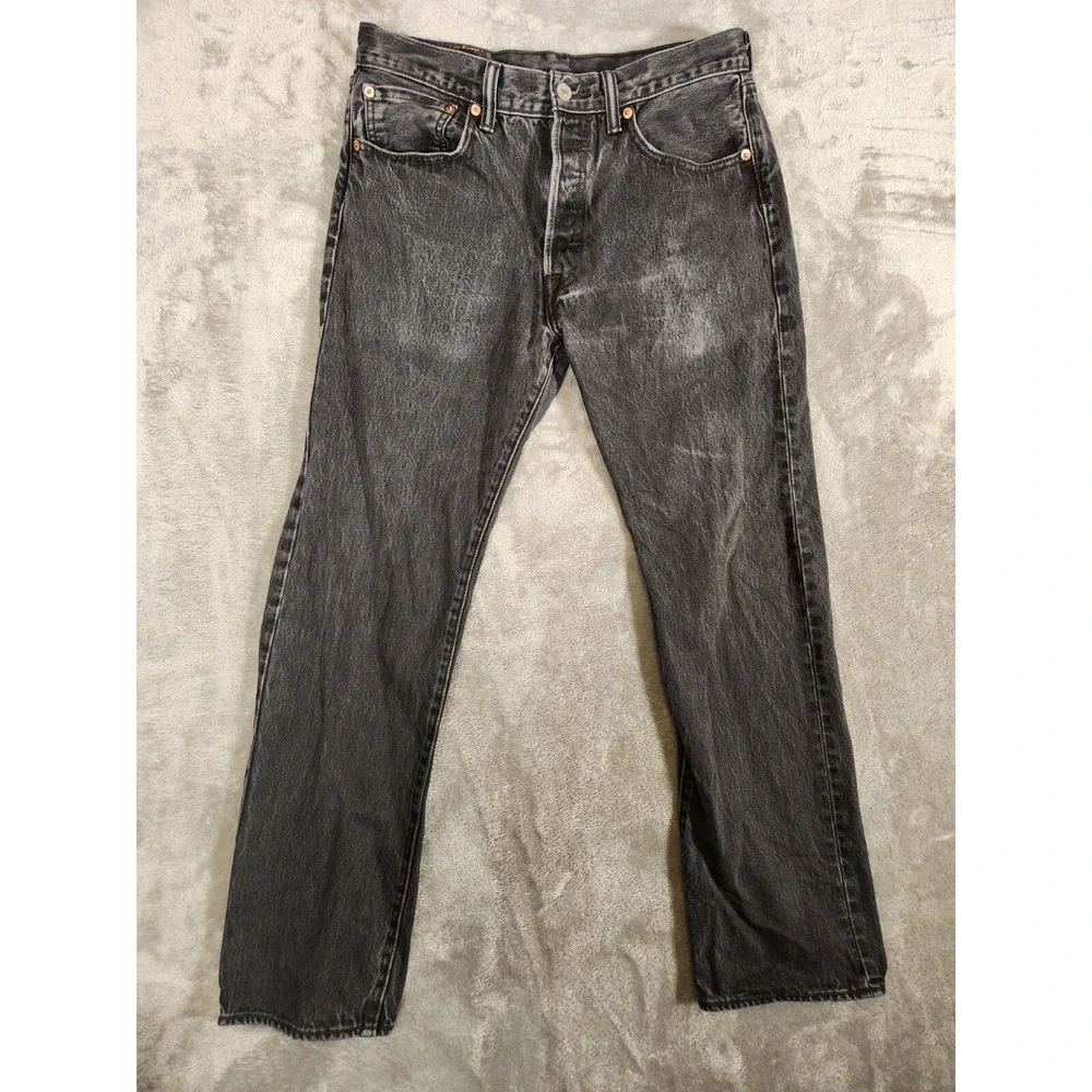 Levi's 501 Jeans Men's 30X29 (Tag 32X30) Black Straight Baggie Button Fly